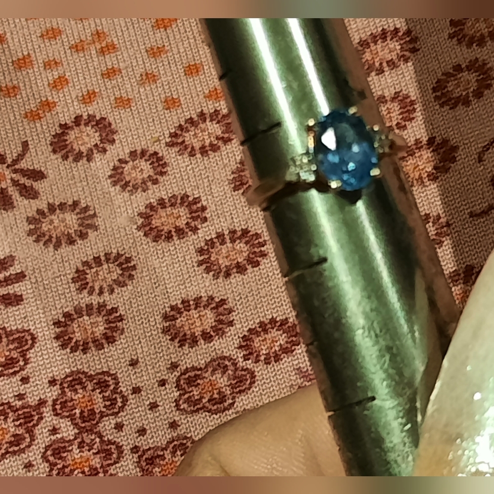 AUTHENTIC GENUINE SOLID 10K YELLOW GOLD DIAMOND 💎 BLUE TOPAZ ENGAGEMENT RING